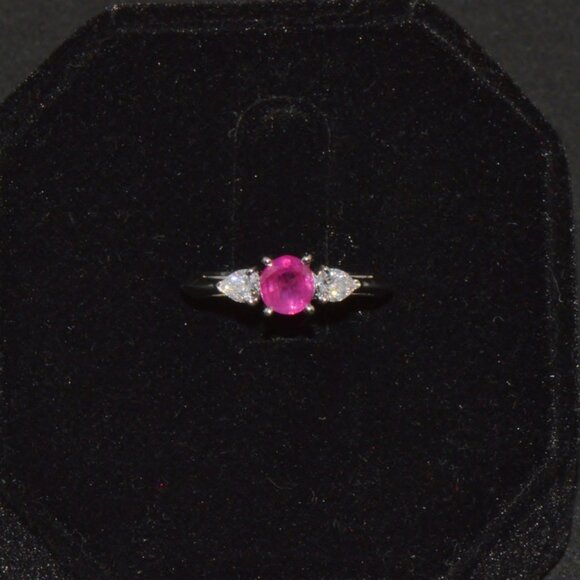 Authentic Tiffany & Co. Natural 1.15Cts Diamond Ruby Platinum Engagement Ring - Picture 9 of 12